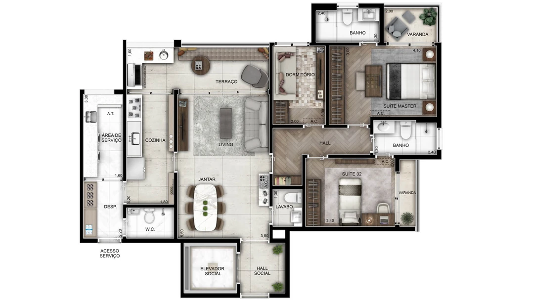 106m² - 2 Suítes - 3 Dormitórios