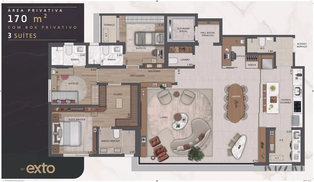 170m² - 3 Suítes