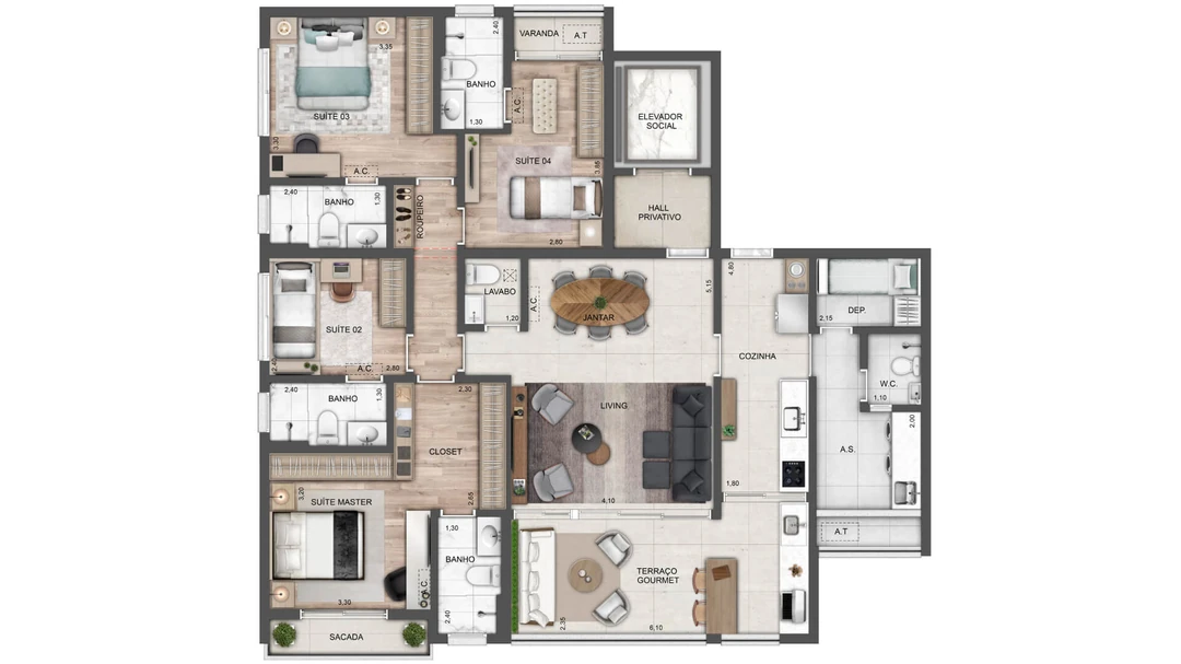 142m² - 4 Suítes